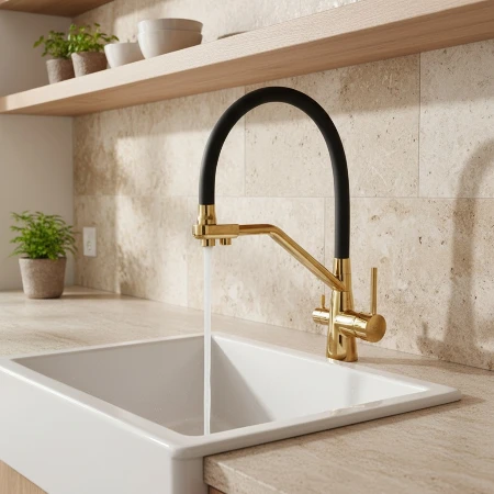 Slavina sa tušem zlatna LUX 3u1