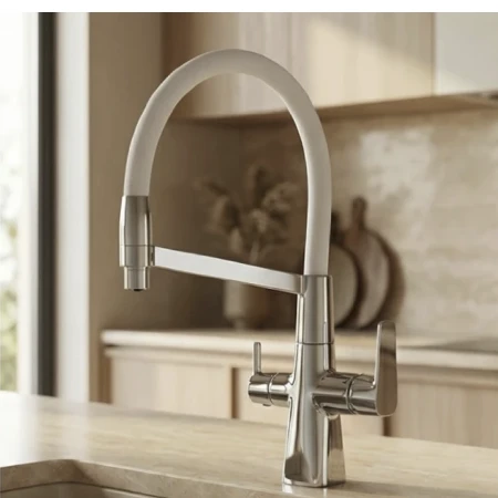 Slavina sa tušem gumirana bela PRESTIGE 3u1