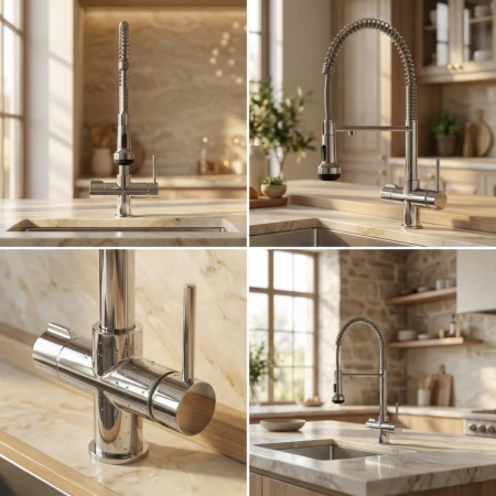 Slavina sa tušem srebrna fleksibilna PROFI LINE 5u1